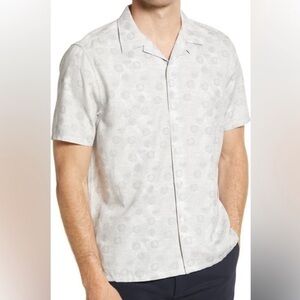Ted Baker London Maslin Spot Print Short Sleeve Button-Up Camp Shirt-Gray-Men